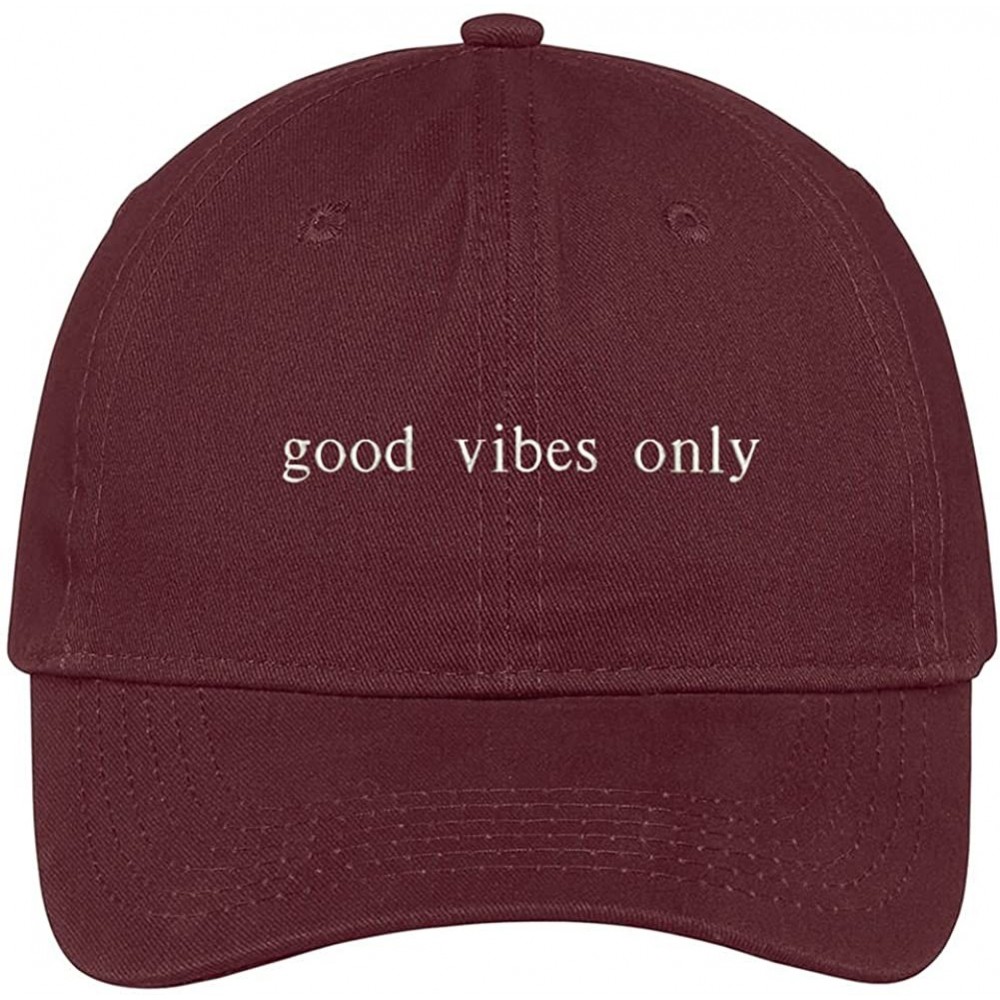Baseball Caps Good Vibes Only Embroidered 100% Cotton Adjustable Cap - Maroon - CX12NENLTUY $16.25
