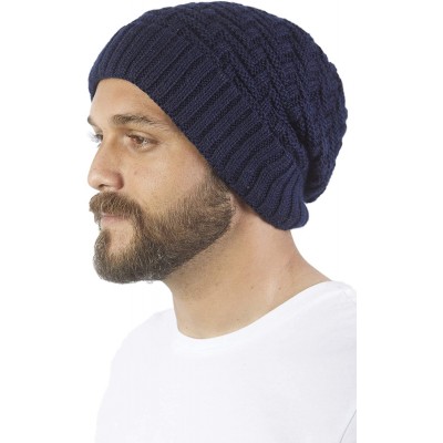 Skullies & Beanies Unisex Alpaca Wool Beanie - Warm- Soft & Thick Woolen Cap Hat - Navy - C018Q3EA4R9 $24.75