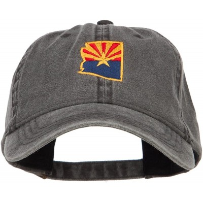 Baseball Caps Arizona State Flag Map Embroidered Washed Cap - Black - CL184WWK86D $28.27