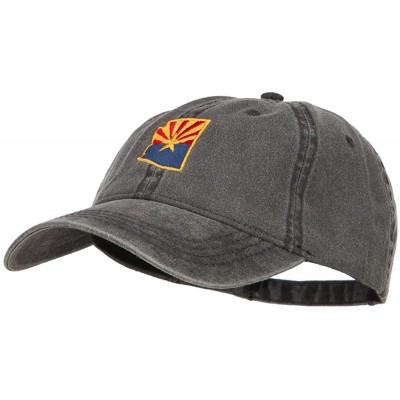 Baseball Caps Arizona State Flag Map Embroidered Washed Cap - Black - CL184WWK86D $28.27