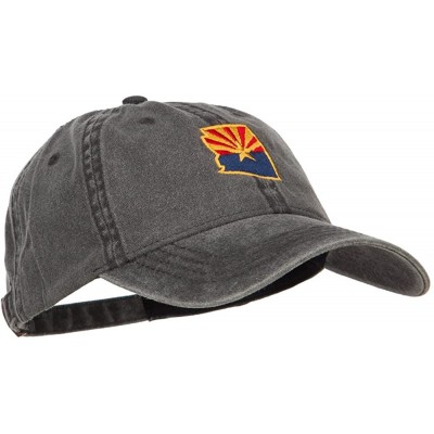 Baseball Caps Arizona State Flag Map Embroidered Washed Cap - Black - CL184WWK86D $28.27
