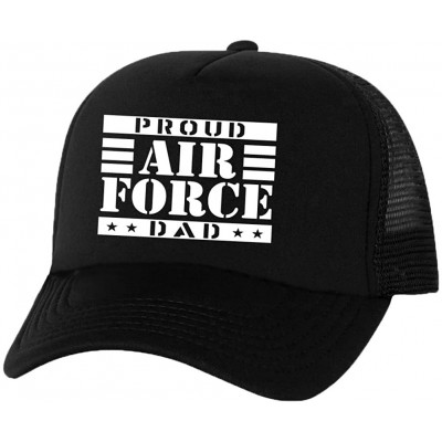 Baseball Caps Proud AIR Force Dad Truckers Mesh Snapback hat - Black - CJ11NHXL1QB $13.74