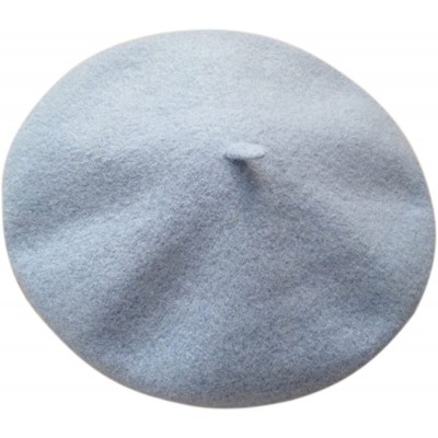 Berets Women Or Men 100% Wool Solid Berets French Beret - Blue Gray - CW189D782UO $14.95