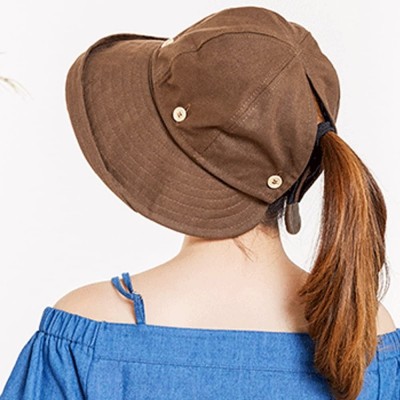 Sun Hats Summer Sun Hats Outdoor UV Protection Wide Large Brim Beach Visor Empty Top Caps for Women - Coffee - CJ18D5SZ3WH $1...