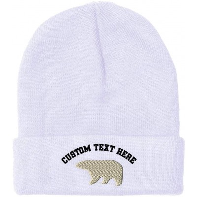 Skullies & Beanies Custom Beanie for Men & Women Polar Bear A Embroidery Acrylic Skull Cap Hat - White - C218ZS3Q2I0 $16.02