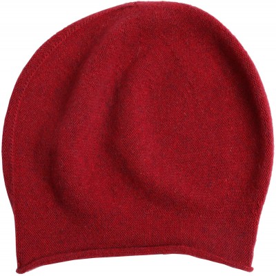 Skullies & Beanies 100% Pure Cashmere Slouchy Beanie Womens Knit Caps - Rubyred - CE18Z3YCM90 $40.79