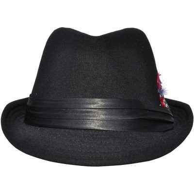 Fedoras Womens Mens Fedora Hat Classic Manhattan Gangster Trilby Cap - 3076_black/Red Fur - CB18L0LHYN7 $13.81