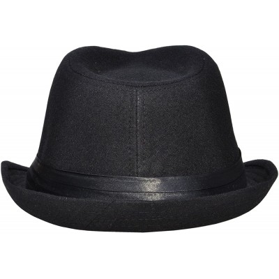 Fedoras Womens Mens Fedora Hat Classic Manhattan Gangster Trilby Cap - 3076_black/Red Fur - CB18L0LHYN7 $13.81