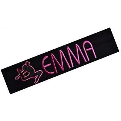 Headbands Personalized Cotton Stretch GYMNAST Headband with Custom Embroidered Name - Black Headband - Hot Pink Thread - CV12...