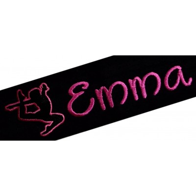 Headbands Personalized Cotton Stretch GYMNAST Headband with Custom Embroidered Name - Black Headband - Hot Pink Thread - CV12...