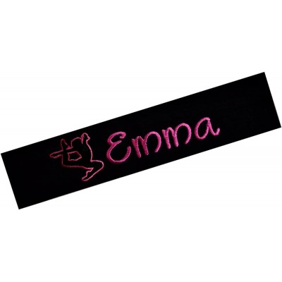 Headbands Personalized Cotton Stretch GYMNAST Headband with Custom Embroidered Name - Black Headband - Hot Pink Thread - CV12...