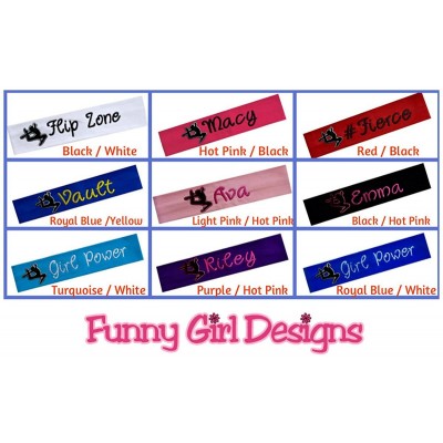 Headbands Personalized Cotton Stretch GYMNAST Headband with Custom Embroidered Name - Black Headband - Hot Pink Thread - CV12...