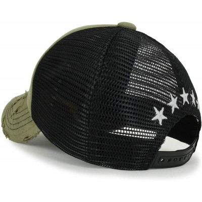 Baseball Caps Star Embroidery tri-Tone Trucker Hat Adjustable Cotton Baseball Cap - Olive - C118Q0UEN2Q $25.94