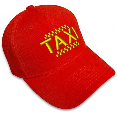 Baseball Caps Custom Baseball Cap Taxi Embroidery Dad Hats for Men & Women Strap Closure - Red - C518SDYZLHX $17.99