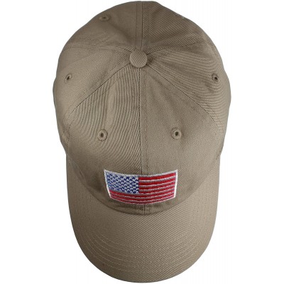 Baseball Caps 100% Cotton Polo Style U.S. Flag Embroidery Baseball Cap Hat Adjustable Size - Khaki - CQ18CAKGLYU $10.98
