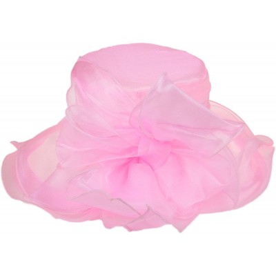 Sun Hats Women's Breathable Bowknot Kentucky Derby Hat Tea Party Church Wedding Hat - Pink - CO18CWNN695 $15.54