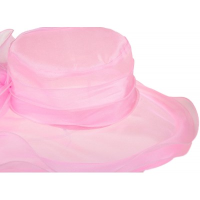 Sun Hats Women's Breathable Bowknot Kentucky Derby Hat Tea Party Church Wedding Hat - Pink - CO18CWNN695 $15.54
