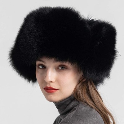 Skullies & Beanies Winter Real Fur Bomber Hat - Women's Snow Skiing Caps Ushanka Trapper Beanie Earflap Russian - Black - CB1...