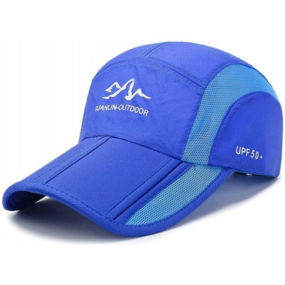 Baseball Caps Men's Foldable Lightweight Quick Dry Breathable Sports Mesh Baseball Caps - Blue - CG18T9YCXYC $10.46