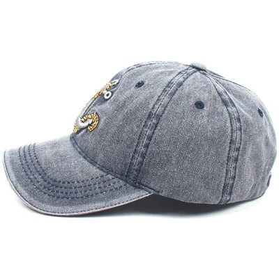 Baseball Caps Anchor Embroidered Cotton Washed Dad Hat Distressed Retro Baseball Hat - Navy - CY18NUE3DAS $13.69