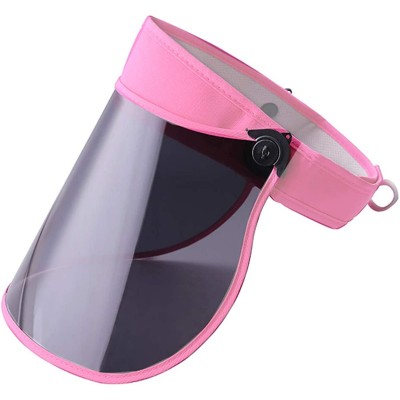 Visors Sun Visor Hat Clear Beach Cap Foldable Visor UV Protection Hat Unisex Wide Brim - Pink - CA18OLLGLI4 $30.03