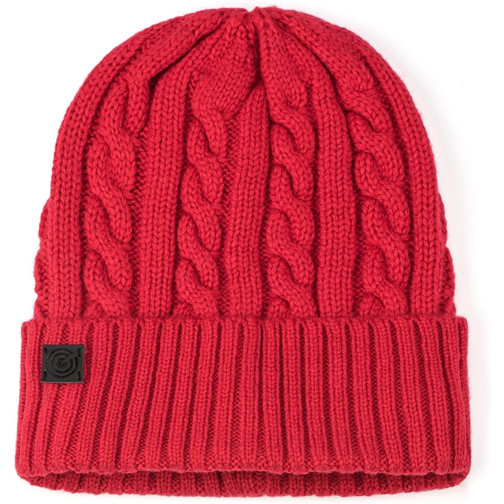 Skullies & Beanies Evony Warm Winter Beanie - Soft Cashmere-Like Feel - Red - C2180AO7T6M $10.89