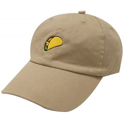 Baseball Caps Taco Emoji Cotton Baseball Cap Dad Hats - Khaki - C412JQZ94ML $15.72