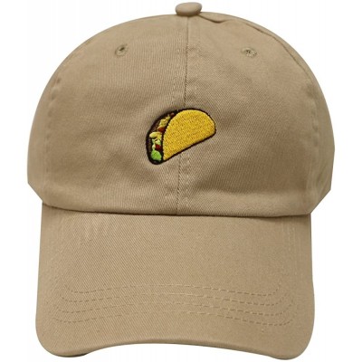 Baseball Caps Taco Emoji Cotton Baseball Cap Dad Hats - Khaki - C412JQZ94ML $15.72