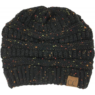 Skullies & Beanies Soft Stretch Chunky Cable Knit Slouchy Beanie Hat - Black Confetti - C012O6TRL2K $15.31
