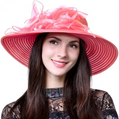 Sun Hats Lightweight Kentucky Derby Church Dress Wedding Hat S052 - S062-watermelon Red - CQ12CEWPNAJ $21.56