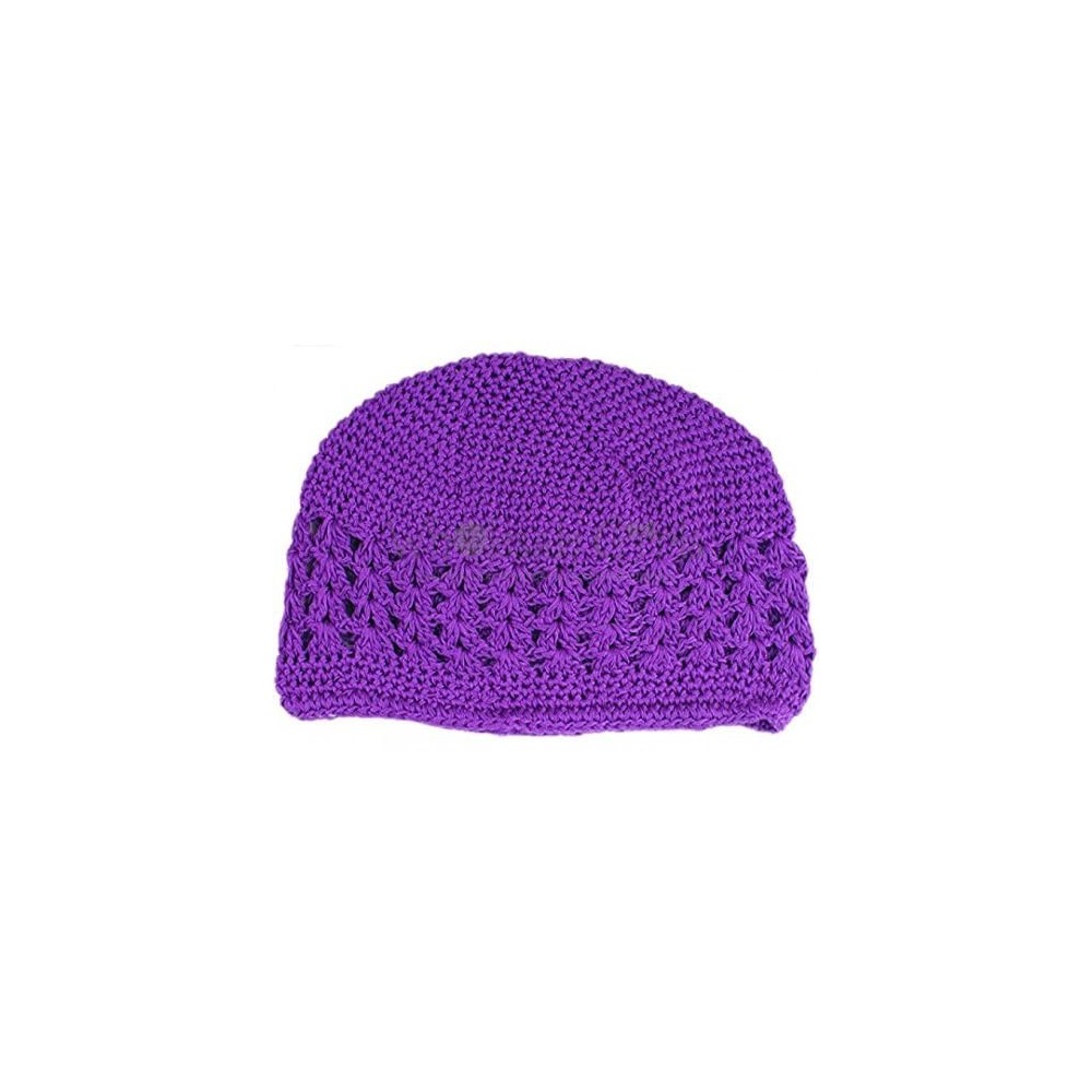 Skullies & Beanies Cotton Kufi Cap - Purple - CM11QILK0BV $8.29