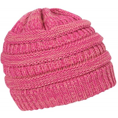 Skullies & Beanies Two Tone Chunky Soft Marled Knit Soft Beanie - Hot Pink - CV12M1O1ZKN $14.30