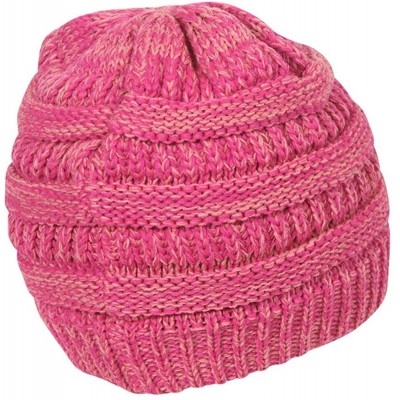 Skullies & Beanies Two Tone Chunky Soft Marled Knit Soft Beanie - Hot Pink - CV12M1O1ZKN $14.30