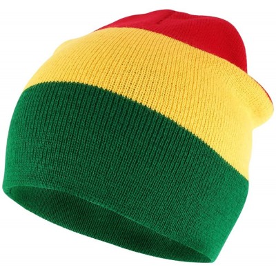 Skullies & Beanies Acrylic Rasta RGY Winter Short Beanie Hat - Red/ Yellow/ Green - CI17YEHLXK3 $14.76