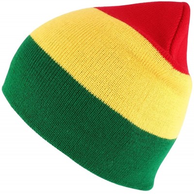 Skullies & Beanies Acrylic Rasta RGY Winter Short Beanie Hat - Red/ Yellow/ Green - CI17YEHLXK3 $14.76
