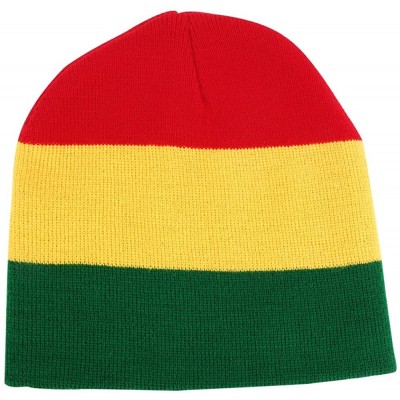 Skullies & Beanies Acrylic Rasta RGY Winter Short Beanie Hat - Red/ Yellow/ Green - CI17YEHLXK3 $14.76