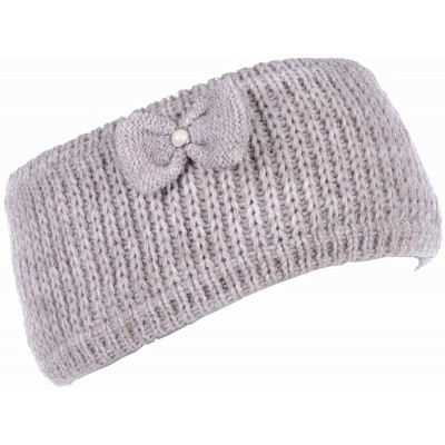 Headbands Womens Winter Cable Plush Warm Fleece Lined Knit Gloves & Headband 2 Pieces Set-Various Styles - CS185SZ0AMK $43.97