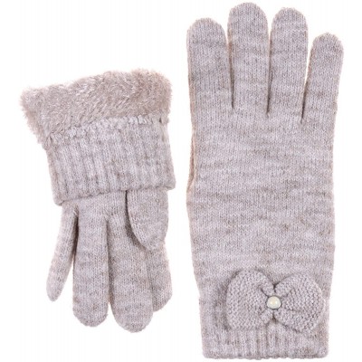 Headbands Womens Winter Cable Plush Warm Fleece Lined Knit Gloves & Headband 2 Pieces Set-Various Styles - CS185SZ0AMK $43.97