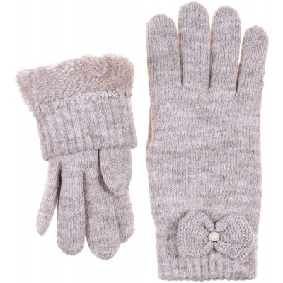 Headbands Womens Winter Cable Plush Warm Fleece Lined Knit Gloves & Headband 2 Pieces Set-Various Styles - CS185SZ0AMK $28.14