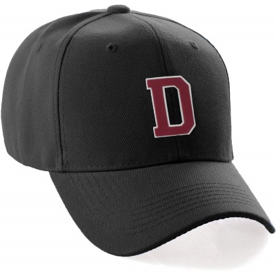 Baseball Caps Classic Baseball Hat Custom A to Z Initial Team Letter- Black Cap White Red - Letter D - C518IDUIHSC $8.57