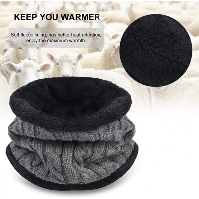 Skullies & Beanies Men Beanies Hat Winter Thick Warm Knit Skull Cap Hat Scarf Set - Grey Set - CQ194GOZUET $16.08