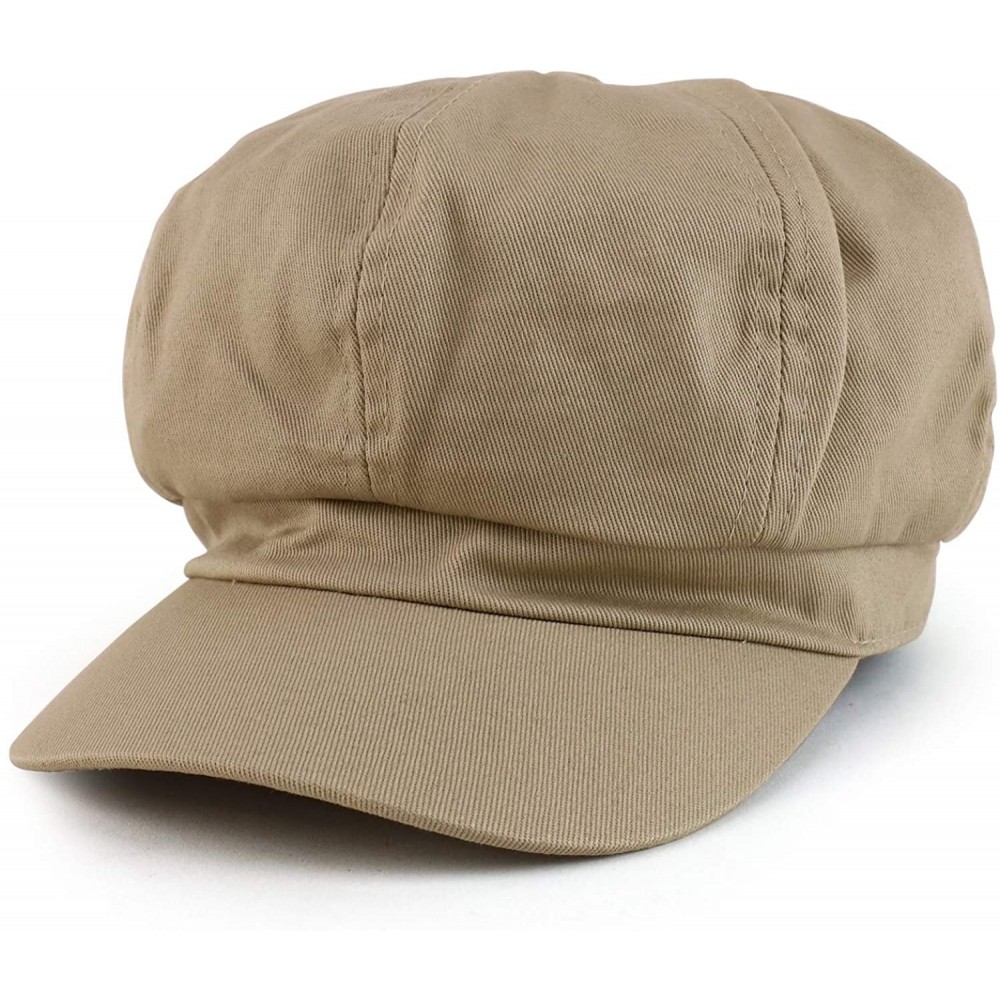 Newsboy Caps Apple Jack 100% Cotton 6 Panel Newsboy Hat - Khaki - CX12N1NBRH5 $12.88