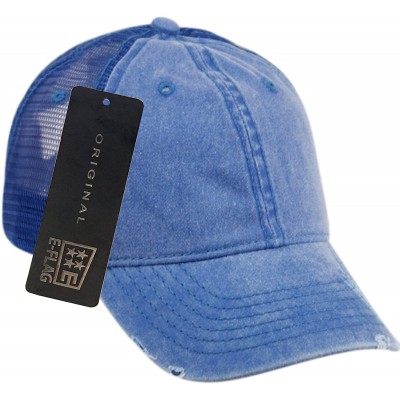 Baseball Caps Low Profile Unstructured HAT Twill Distressed MESH Trucker CAPS - Royal - C812NU76P65 $14.68