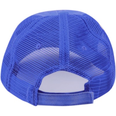 Baseball Caps Low Profile Unstructured HAT Twill Distressed MESH Trucker CAPS - Royal - C812NU76P65 $14.68