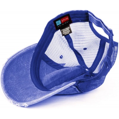 Baseball Caps Low Profile Unstructured HAT Twill Distressed MESH Trucker CAPS - Royal - C812NU76P65 $14.68