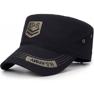 Baseball Caps Fashion Solid Color Unisex Adjustable Strap Cadet Cap Embroidered - 3-black - C318W337C4O $18.95