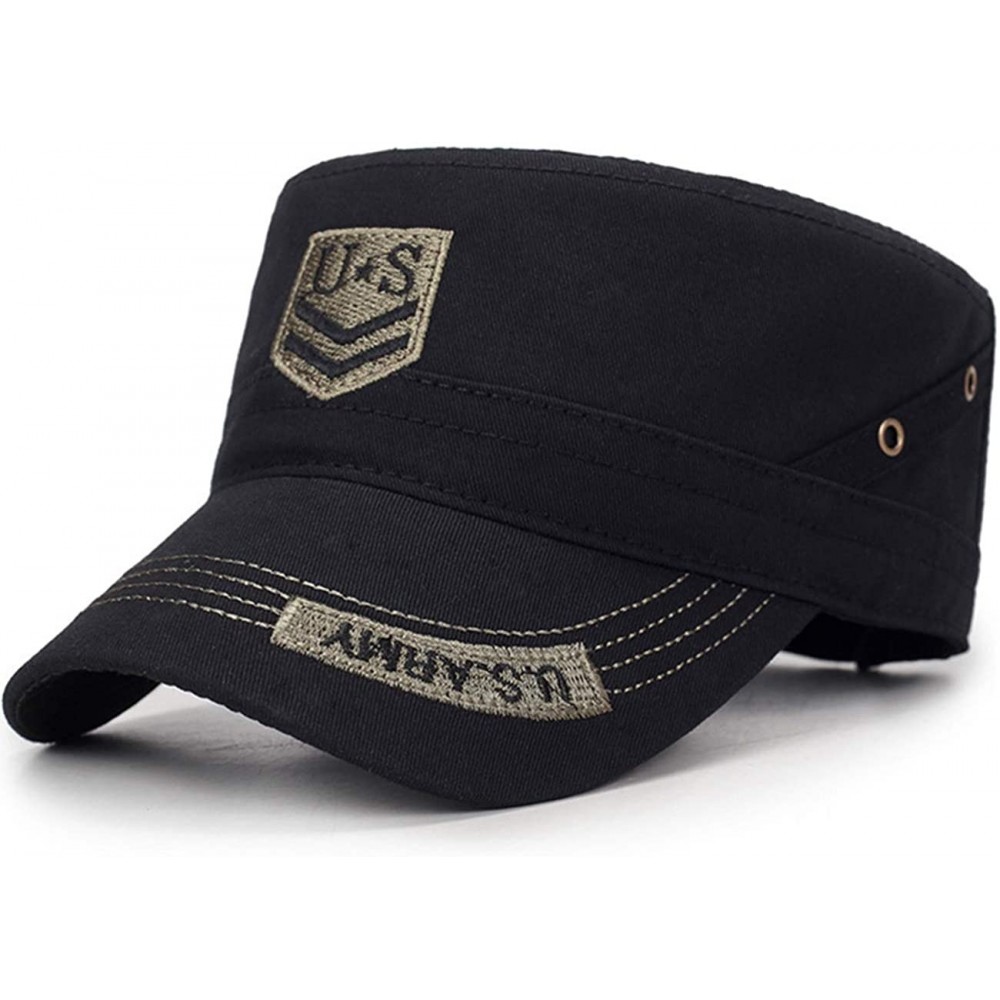 Baseball Caps Fashion Solid Color Unisex Adjustable Strap Cadet Cap Embroidered - 3-black - C318W337C4O $18.95