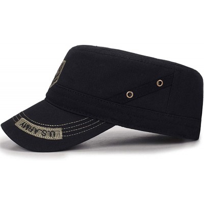 Baseball Caps Fashion Solid Color Unisex Adjustable Strap Cadet Cap Embroidered - 3-black - C318W337C4O $18.95