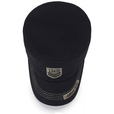 Baseball Caps Fashion Solid Color Unisex Adjustable Strap Cadet Cap Embroidered - 3-black - C318W337C4O $18.95