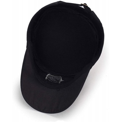 Baseball Caps Fashion Solid Color Unisex Adjustable Strap Cadet Cap Embroidered - 3-black - C318W337C4O $18.95